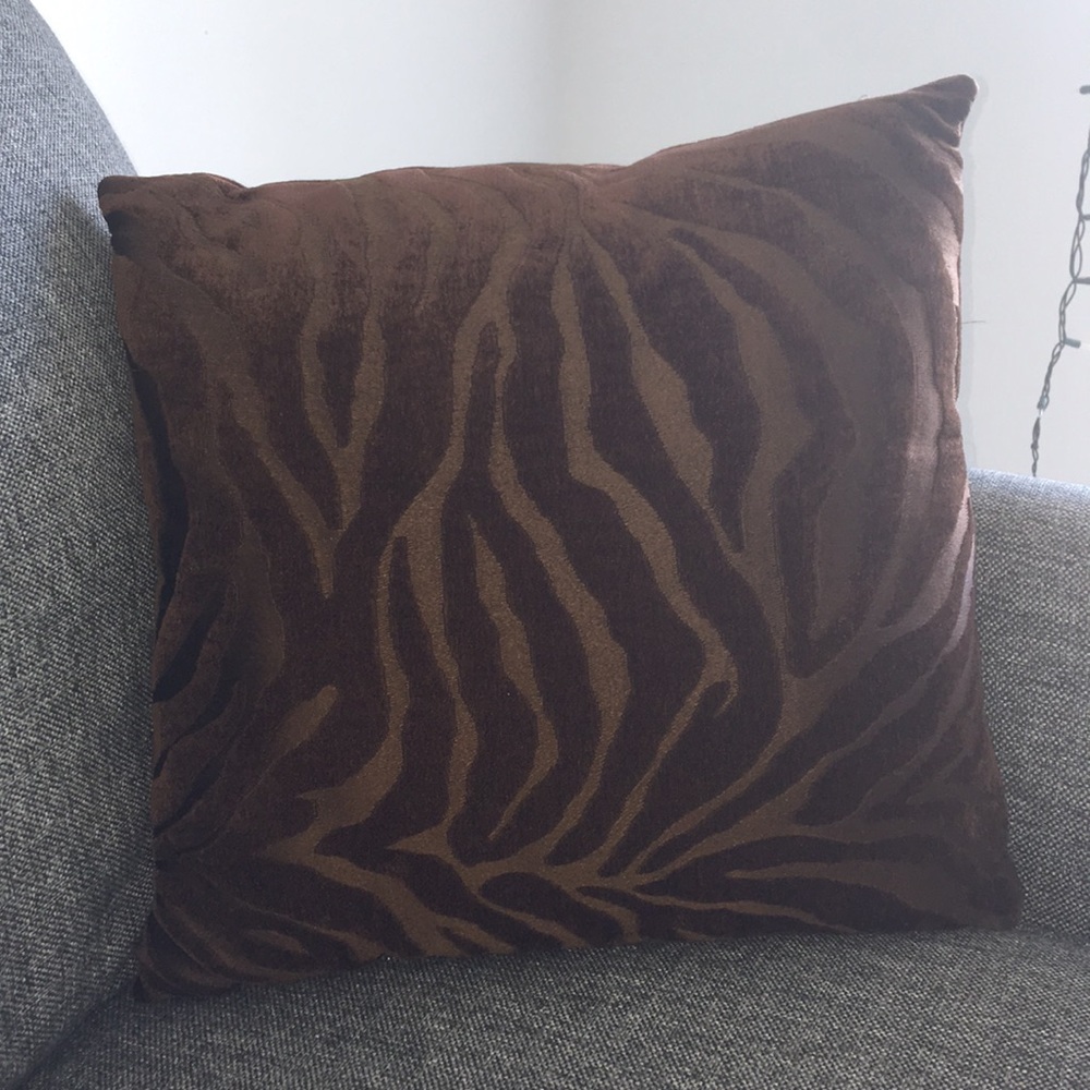 Brown zebra print decorative pillow